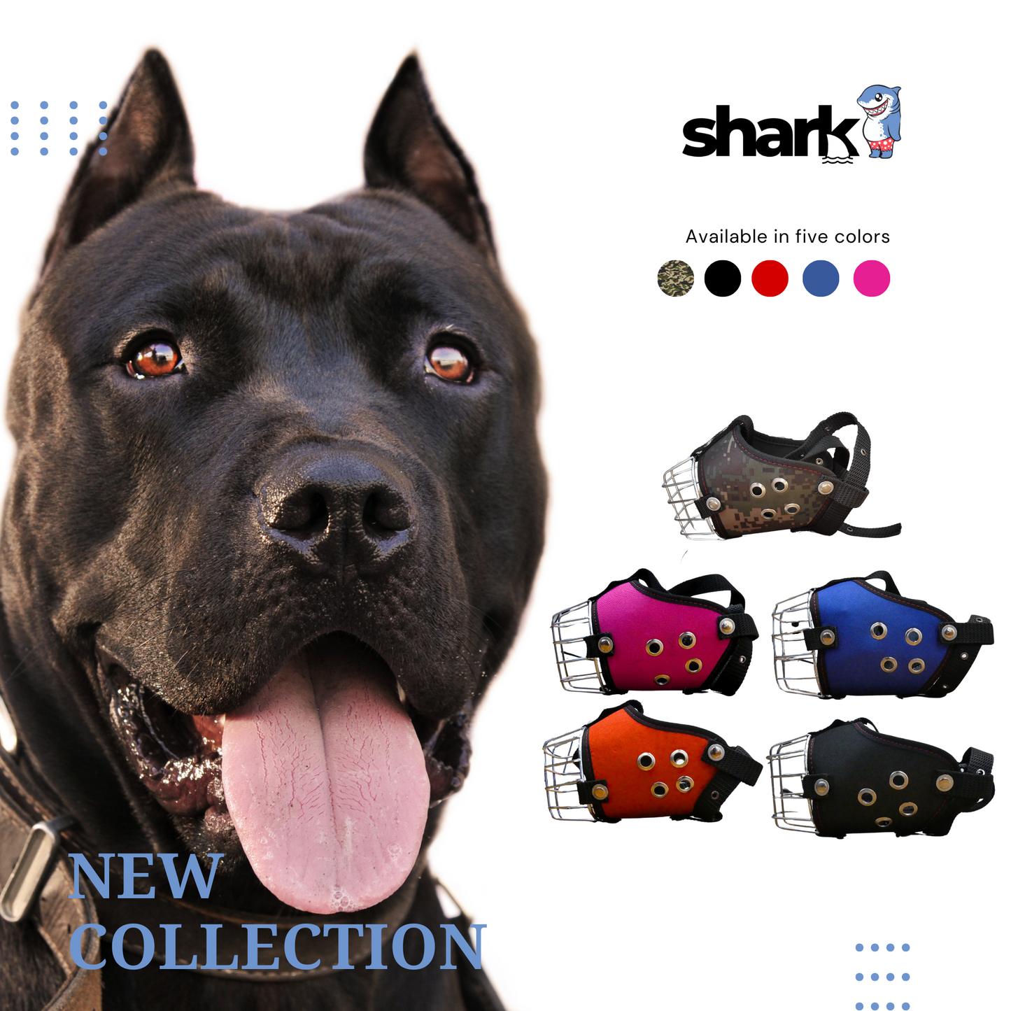 Shark Heavy-Duty Metal Basket Dog Muzzle for Large Dogs with Smooth Edges.